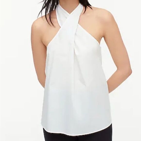 J. Crew White Poplin Cotton Halter Top - Picture 1 of 7